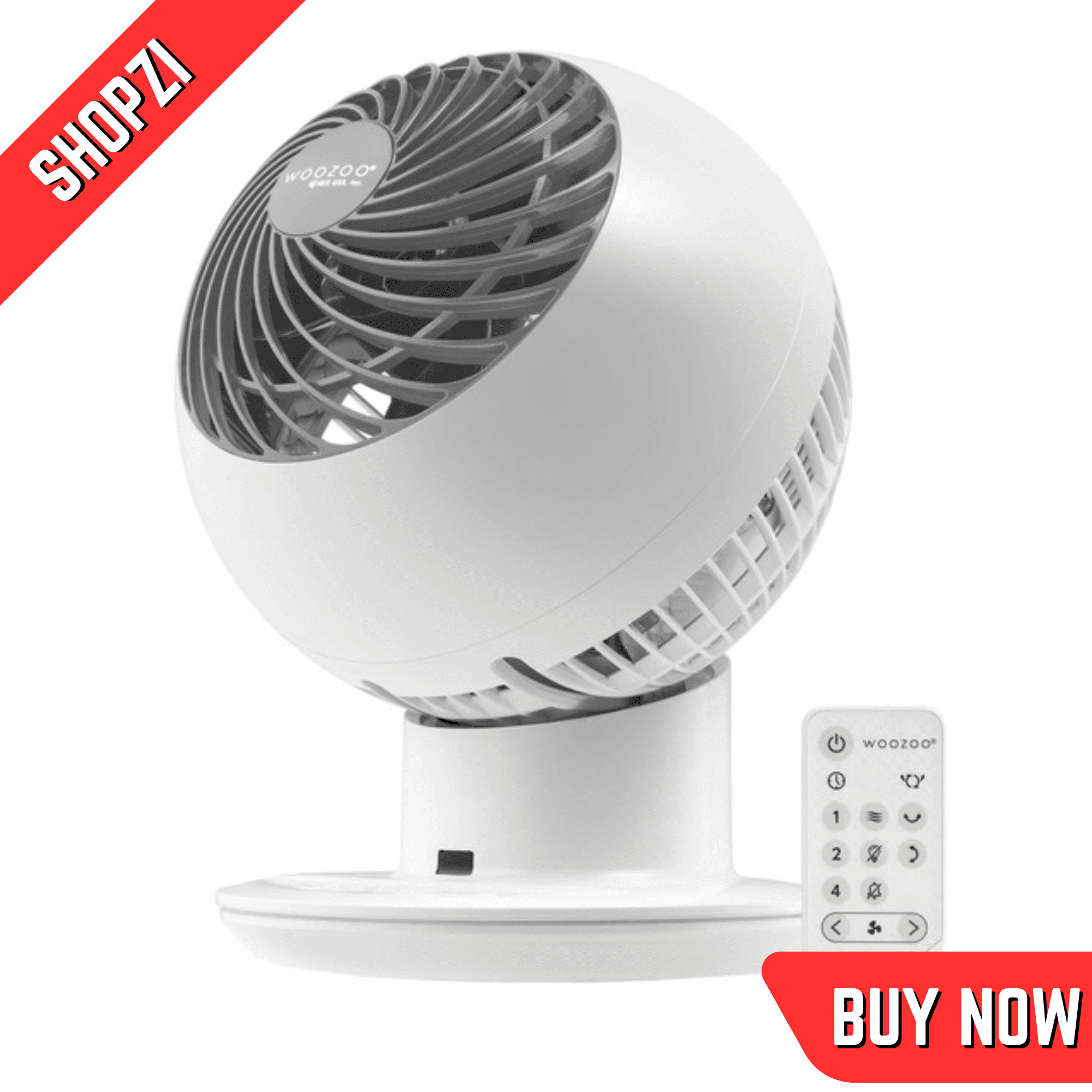Woozoo 5-Speed Globe Fan 5-Speed Globe Air Circulator Fan – Quiet Tabletop & Desk Fan with Oscillation, Adjustable Tilt, Compact Indoor Cooling Fan for Bedroom, Office & Home