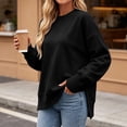 thumbnail image 6 of Womens Oversized Crewneck Sweatshirt | Soft Fleece Lined Long Sleeve Pullover, Loose Casual Fit, Workout Lounge Wear Daily Airport Outfits, 2026 Fall Winter Fashion Black L, 6 of 8