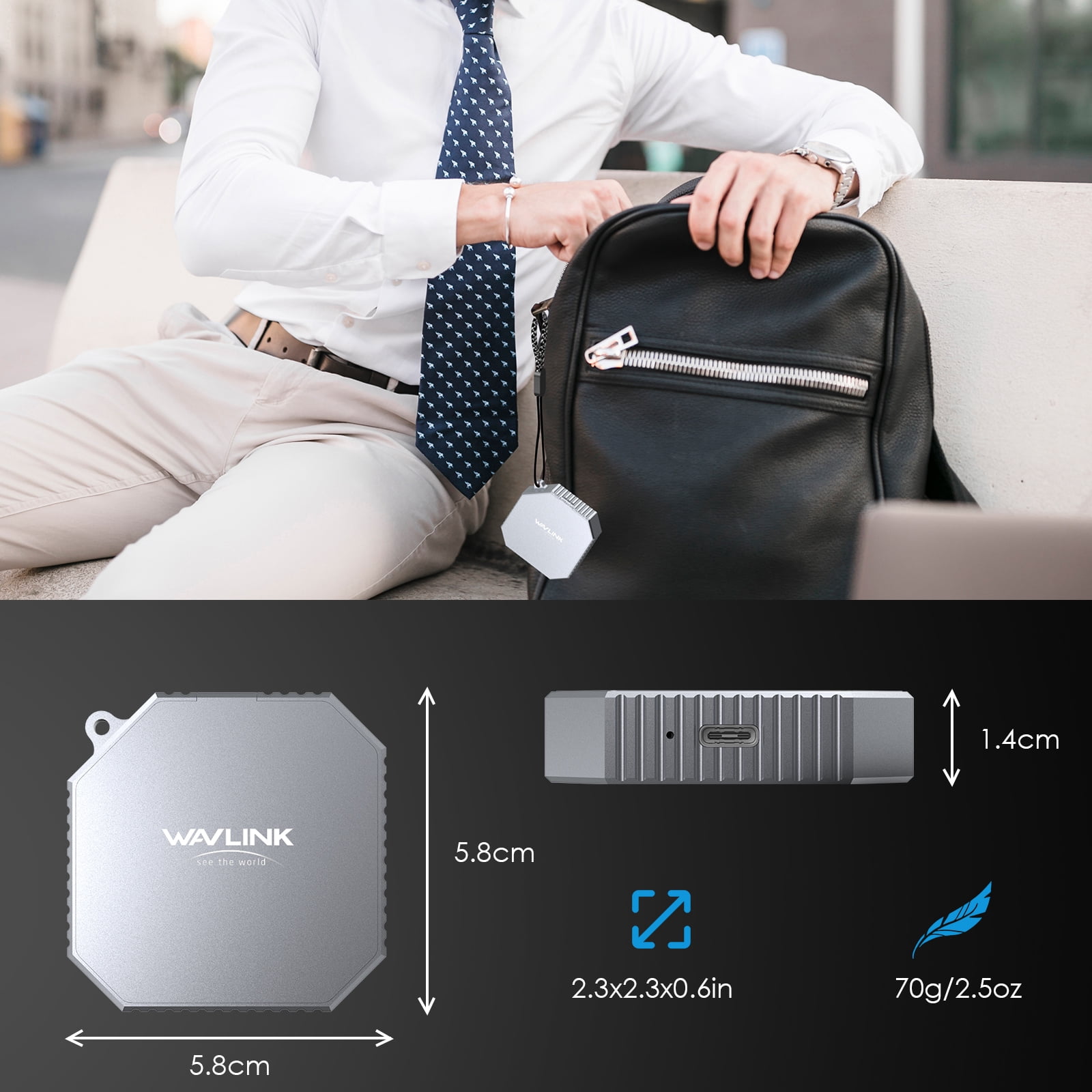 WAVLINK Magnetic M.2 2230 NVMe SSD Enclosure, 10Gbps USB C 3.2 Gen2 to NVMe Adapter, Aluminum External Case for iPhone 16/15 Pro Max ProRes, Supports M and B+M Key NVMe SSD(up to 8TB)