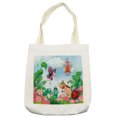 thumbnail image 1 of Garden Tote Bag, Gardening Theme Illustration of Butterfly Ladybug Worm Flowers and Grass, Cloth Linen Reusable Bag for Shopping Books Beach and More, 16.5" X 14", Cream, by Ambesonne, 1 of 2