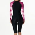 thumbnail image 7 of Women Athletic Long Sleeve Swimsuit Knee Length Boyleg Front Zip Surf Wetsuit One Piece Surfing Bathing Suit (XS, Pink), 7 of 7