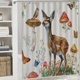 thumbnail image 6 of JEUXUS Shower Curtain Set Woodland Animal Deer Fox Peel and Stick Multiple Sizes White, 6 of 7