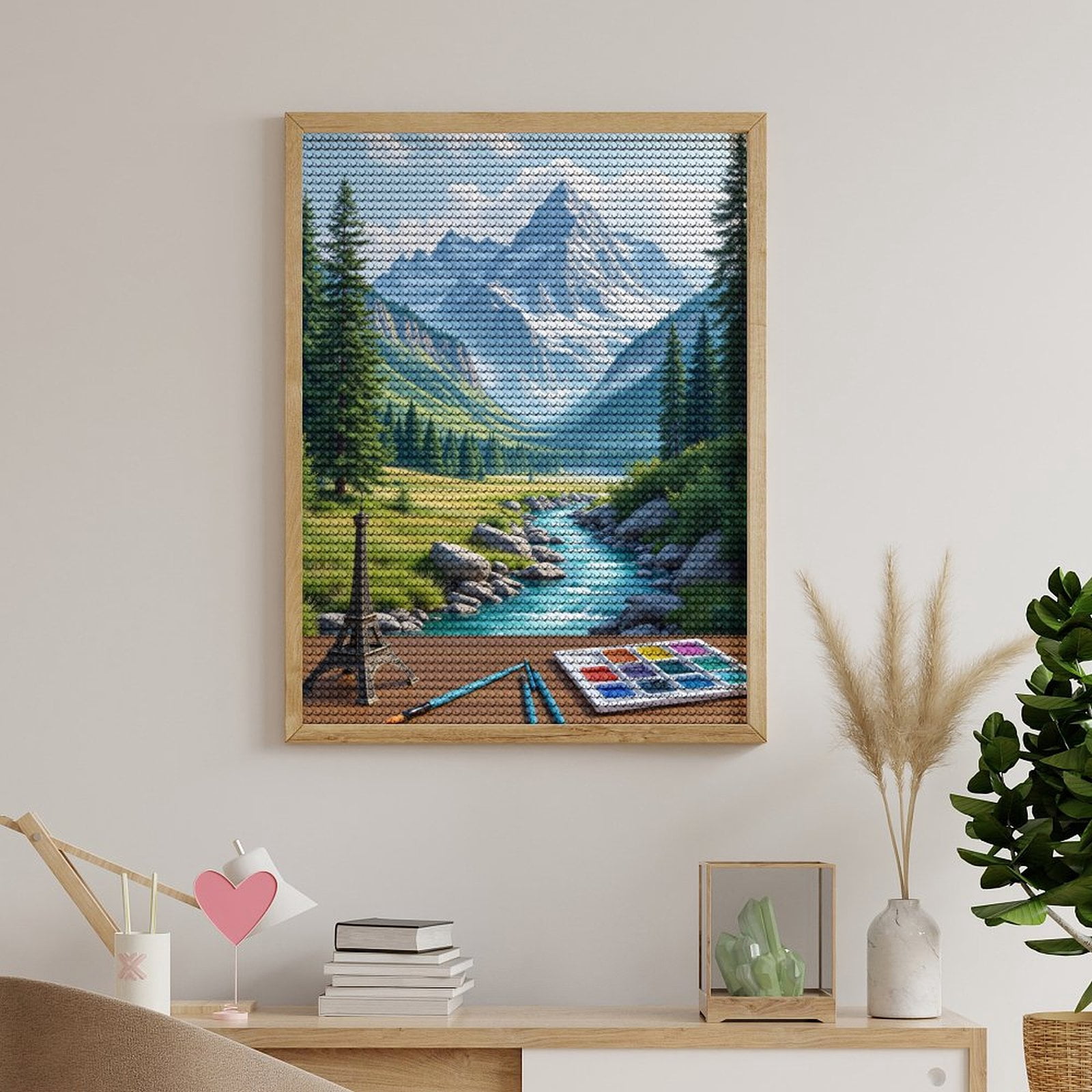 Diamond Art Kits for Adults, Eiffel Tower Painting Scenic Mountain Valley 5D Diamond Painting Kits for Adults Beginners, DIY Full Drill Diamond Painting, Gem Art and Crafts 12x16