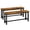 Brown, variant on Table Bench, Pair of 2, Dining , Thickened Steel Frame, Wood , Industrial Style, for Kitchen and Dining Room, 12''Dx38.5''Wx17''H, Black