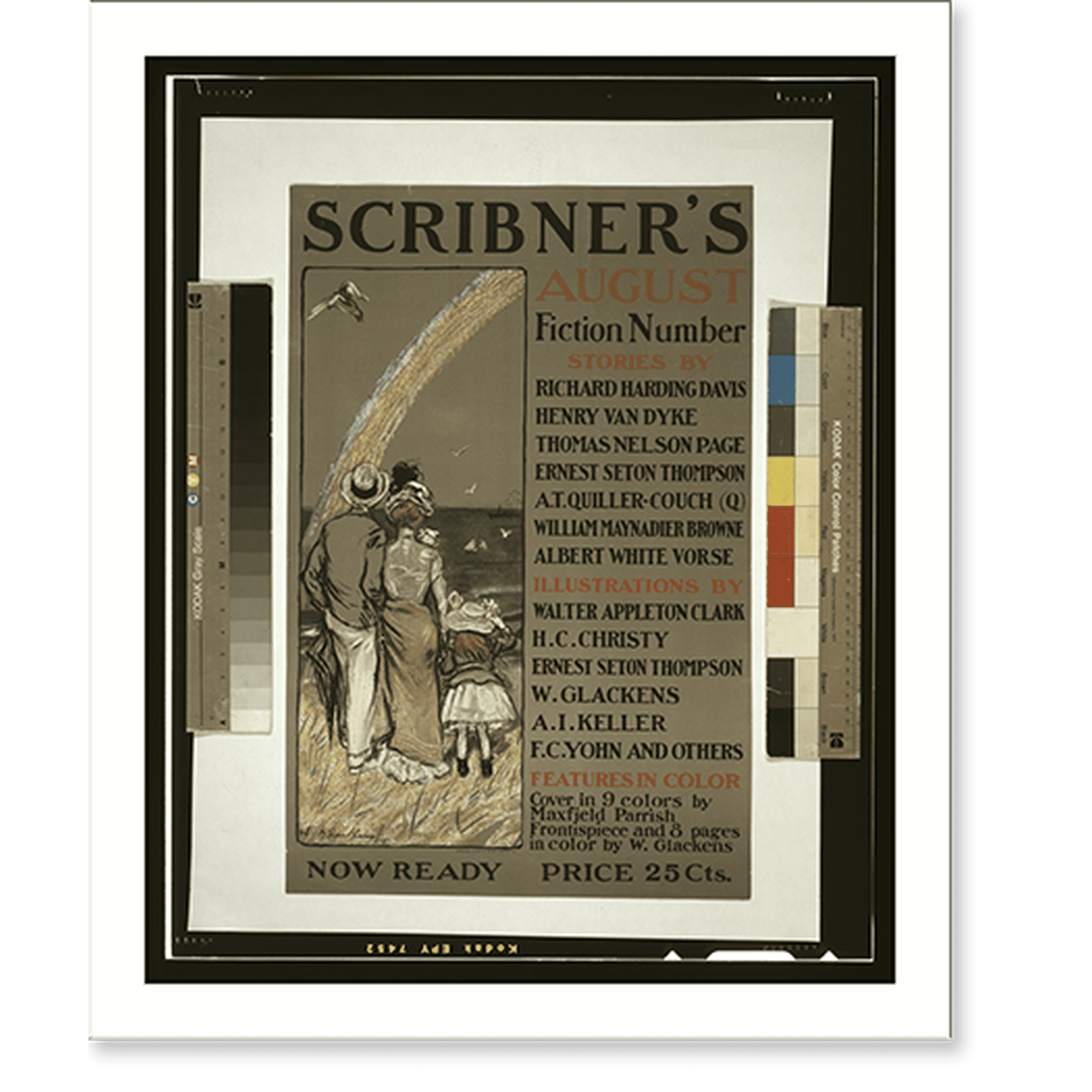 Historic Print Scribner s August fiction number.W. Glackens. 18 x 24
