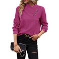 thumbnail image 3 of Long Sleeve Shirts for Women Fall Outfits V Neck T Shirts Button Down Tunic Tops Fashion Clothing Rose Red L, 3 of 7