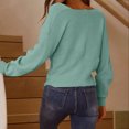 thumbnail image 4 of Moda mujer Color sólido manga larga Pullove cuello en V Casual suéter Tops Fridja  hjk2275, 4 of 8