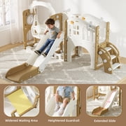 XJD 11 in 1 Toddler Slide and Swing Set - Baby Slide for Toddlers 1-3, Indoor Outdoor Toddler Playset Playground, Coffee