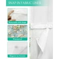 thumbnail image 3 of No Hook Shower Curtain with Snap in Liner, Vintage Flower Pink Camellia Floral Light Blue Hotel Shower Curtains for Bathroom, Washable Shower Curtain Liner Set with Mesh Top Window, 36"x78", 3 of 6