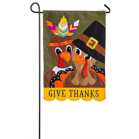 Evergreen Flag Pilgrim Couple Applique Garden Flag, 12.5 x 18 inches