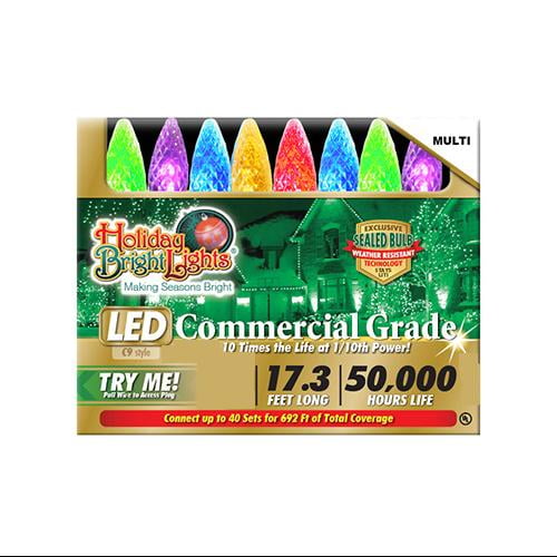 HOLIDAY BRIGHT LIGHTS Christmas LED Light Set, C9, CommercialGrade, Multi, 50Ct.