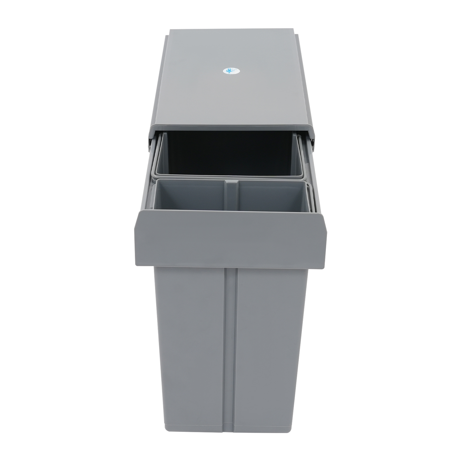 Grey Pull Out Trash Can Under Cabinet with Lid, 10L+20L(2.64+5.28Gal) Dual Bin Kitchen Garbage Can, Hidden Under Sink Trash Can with Ordinary Rail