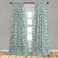 thumbnail image 4 of Ambesonne Spring Curtains, Cartoon Cherries Flowers Art, Pair of 28"x84", Pale Fuchsia Mint Green, 4 of 4