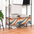 thumbnail image 3 of Yayeee Foldable Storage Basket for Shelves with Handles Waterproof Cloth Bins, Beige Abstract Wavy, 3 of 7