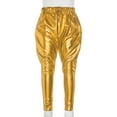 thumbnail image 4 of Yeahdor Kids Girls Metallic Jogger Pants Harem Pants Shiny Hip Hop Jazz Dance Baggy Leggings Streetwear, 4 of 7