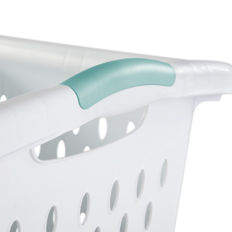 Sterilite 2.2 Bushel Divided Laundry Basket Plastic, White, Set of