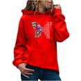 thumbnail image 2 of 2024 Hot Zip Up Hoodie Women Clearance Sale Women's Printed Pattern Long-Sleeved Round Neck Pullover Hooded Sweatshirt Girlfriend Gifts, Red XL, 2 of 6