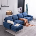 thumbnail image 7 of Sectional Couch Sofa for Living Room, Modern Futon Sofa Chaise L-Shape with Arm-Pillows & Metal Legs,Up to 4-Seat Capacity Sleeper Sofa (Linen-Blue), 7 of 7