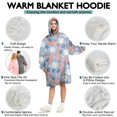 thumbnail image 5 of Blue Baseballs and USA Flags Pattern Wearable Oversized Blanket,Wearable Blanket Hoodie for Adults,Cozy Hooded Blankets with Super Pockets,Super Warm Fuzzy Pullover for Women & Men, 5 of 6