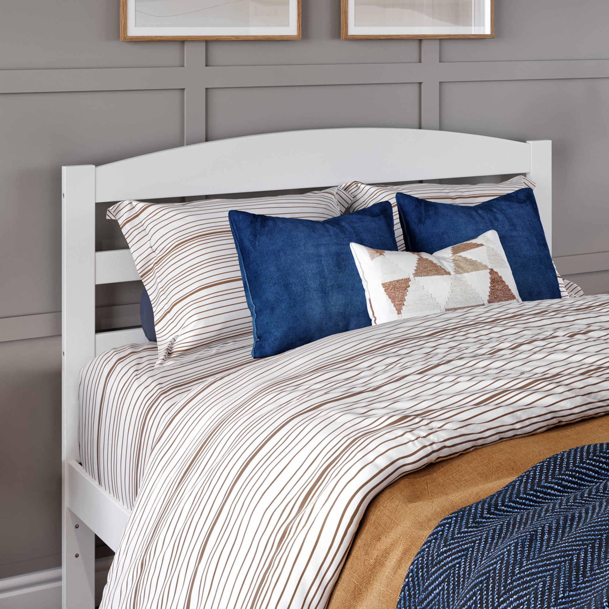 AFI Warren 14" Queen Wood Platform Bed Frame with Foot Drawer Storage, White