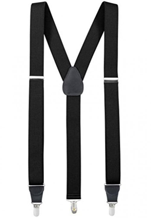 BODY STRENTH Mens Suspenders Adjustable with Genuine Leather Y Back 