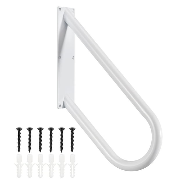 Unique Bargains Rampes à Main pour Marches Extérieures, Rampes à Main Murales en Forme de U pour Escaliers de Jardin, Cour et Garage Blanches