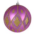 thumbnail image 1 of Vickerman N188069D 4 in. Orchid Matte Ball Ornament with Glitter Diamond Pattern  4 per Pack, 1 of 3