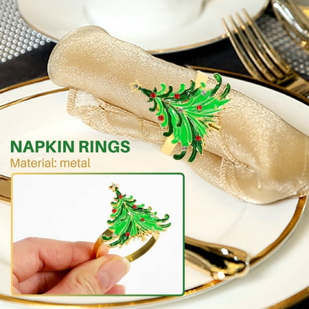 

Napkin Rings 8Pcs Green Chirstmas Tree Napkin Rings for Christmas Dinning Table Setting-Wedding Receptions Holiday Party