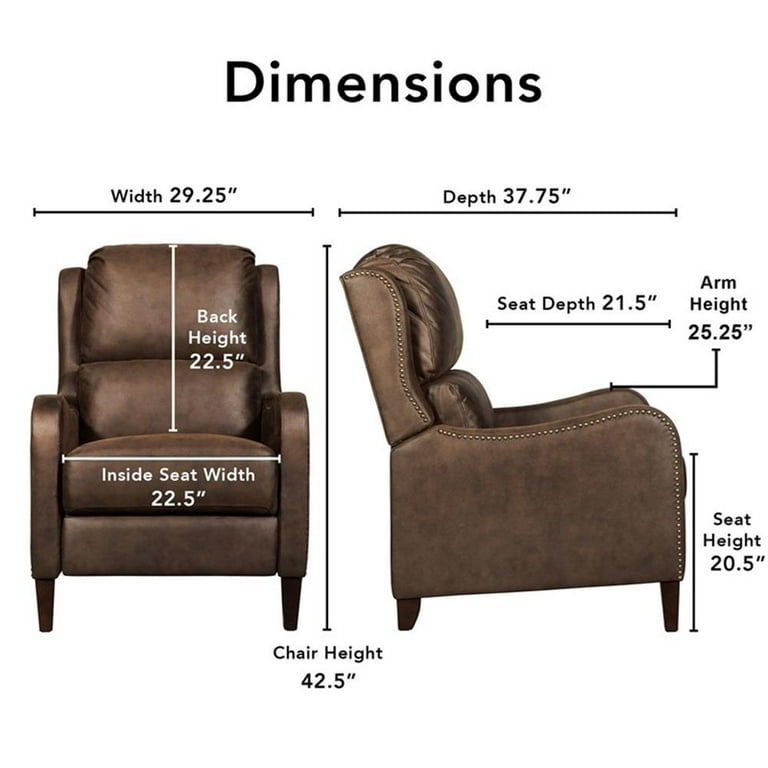 Tommy Hilfiger Eddington Modern Recliner Chair Brown Faux Leather