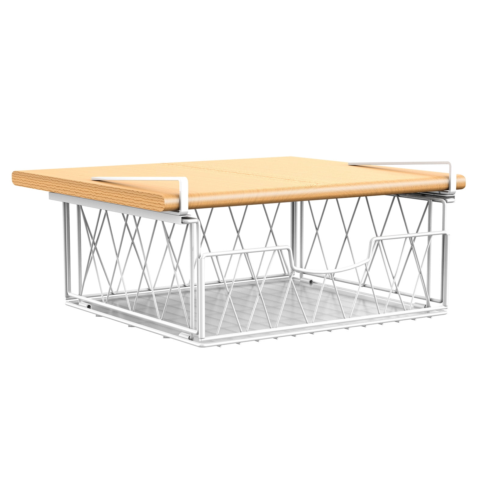 Bextsrack Under Desk Hanging Basket Metal Wire Sliding Hanging Organizer Basket for Refrigerator