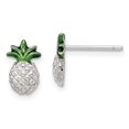 thumbnail image 3 of Sterling Silver Pineapple with Green Enamel Post Earrings, 3 of 3