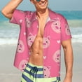 thumbnail image 7 of Rateoe Cartoon Pigs and Hearts Pattern Men’s Hawaiian Shirt – Short Sleeve Button-Down Tropical Beach Shirt, Lightweight & Breathable Casual Aloha Shirt with Pocket,Small, 7 of 7
