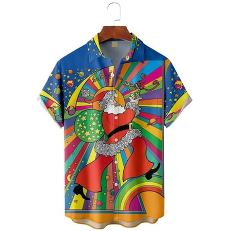 

MLFU Men s Christmas Short Sleeve Hawaiian Shirt Summer Loose Streetwear Shirts for Adults Men