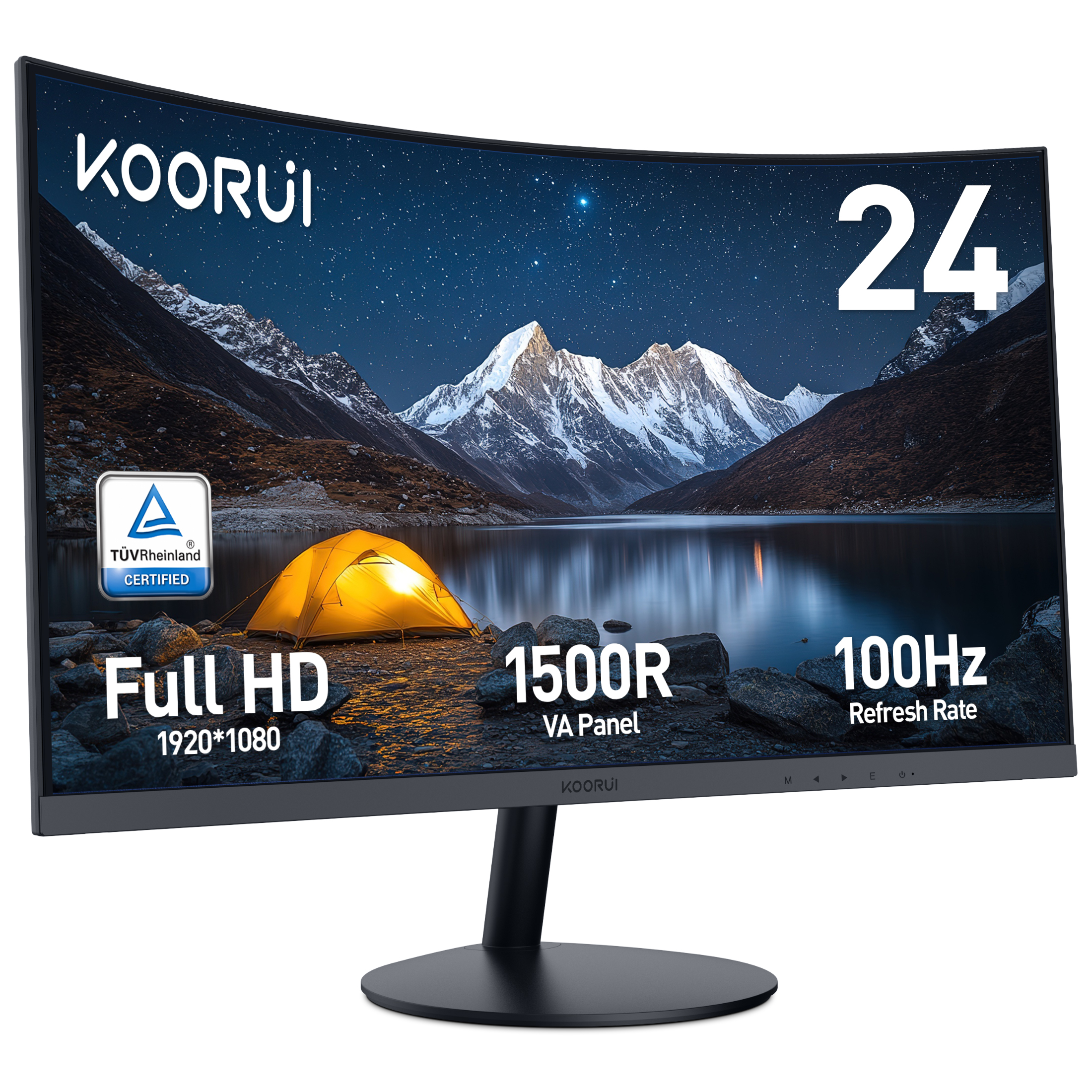 KOORUI 24" 100Hz Curved Computer Monitor, FHD 1080P 1500R PC Monitors, HDMI&VGA Ports, Eye Care