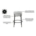 thumbnail image 3 of LuXeo Danica 24" Kitchen Bar Stool Black Steel Legs with White Fabric Upholstered Seat (Set of 2), 3 of 14