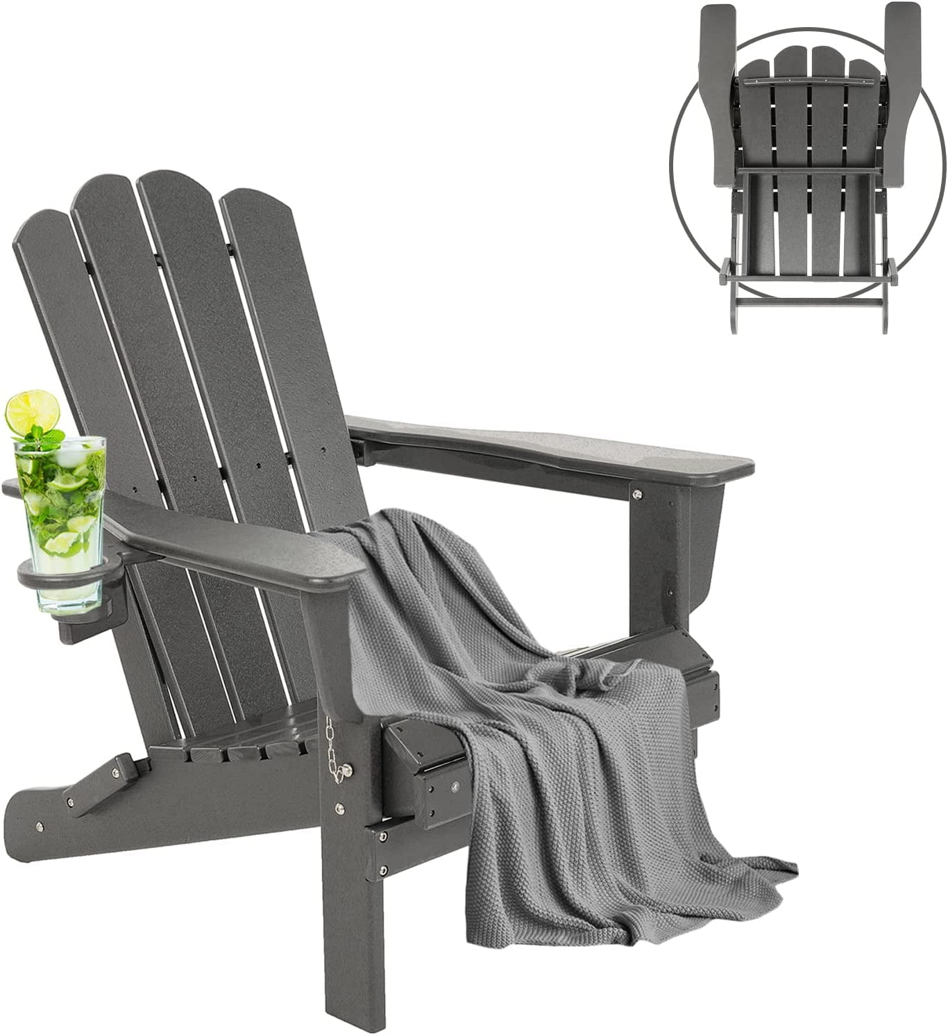 Adirondack Chair with Retractable Ottoman, Retractable Footrest for