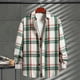thumbnail image 1 of Blusa y camisa de manga larga con cuello vuelto para hombre, blusa informal a cuadros a la moda con botones y cuello vuelto, blusa de poliéster para hombre, 1 of 9
