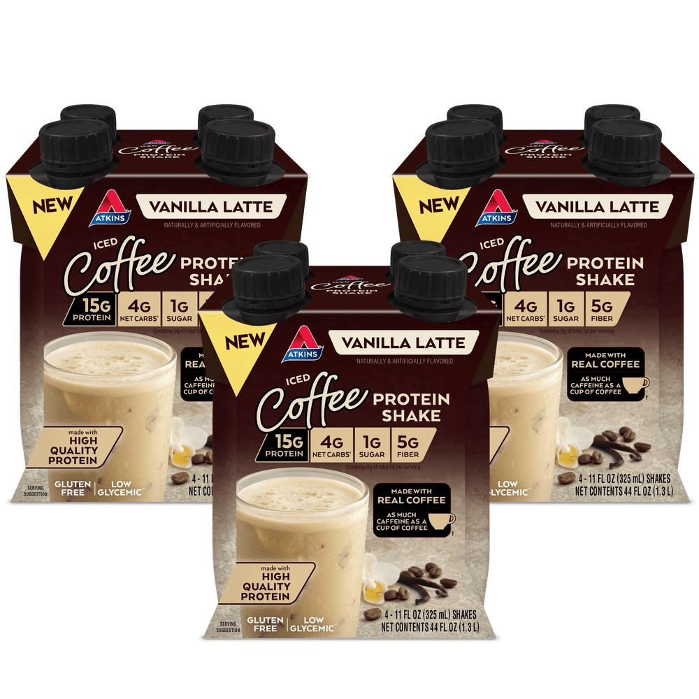 Atkins Keto Friendly Iced Coffee Protein Shake Vanilla Latte, 11 Fl Oz