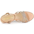 thumbnail image 4 of BLISSFUL STEP Women's PU Ankle Strap Rhinestone Kitten Heel Sandals, 4 of 6