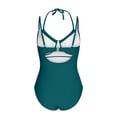 thumbnail image 6 of QIUOMBBP Women's One Piece Swimsuit Halter Adjustable Strap Tummy Control Bathing Suit Slimming Swimwear for Beach Vacation Blue XL, 6 of 10