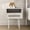 Cream White, variant on Cream White Nightstand with Woven Pattern, Dual-Tier Storage Side Table for Bedroom or Living Room, Rubber Wood Construction, 18.9x15.75x23.62 Inches