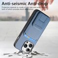 thumbnail image 4 of C1-11 for iPhone 16 Pro Case Card Holder Carbon Fiber Texture Leather Coated TPU Phone Cover - Blue, 4 of 5