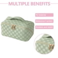 thumbnail image 4 of Bolsa de cosméticos de PU Caja de maquillaje a cuadros de gran capacidad para regalos de vacaciones (verde) Ndcxsfigh Cuidado Belleza, 4 of 8