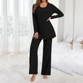 thumbnail image 6 of UAMVSH 3 Piece Ribbed Lounge Sets for Women Knitted Long Sleeve Cardigan Cropped Tank Top and Wide Leg Pants Fall Winter Sets(LargeBlack), 6 of 7