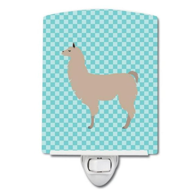 Carolines Treasures BB8090CNL Llama Blue Check Ceramic Night Light