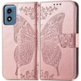 thumbnail image 2 of for Moto G Play 2024 Phone Case Wallet,Women Butterfly Embossed PU Leather Kickstand Card Holder Slots Wrist Strap Flip Cover Purse for Motorola Moto G Play (2024) (Rose Gold), 2 of 14