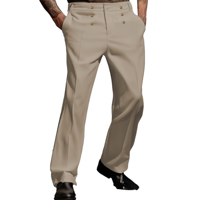 Pantalones informales de negocios de color liso para hombre: pantalones rectos de poliéster, duraderos, para el día a día y el trabajo, tabla de tallas disponible (S-XXXL)