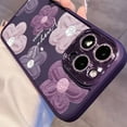 thumbnail image 5 of Designed for iPhone Case,Cute Flower Floral Pattern Matter Frame Glitter Camera Lens Protection Shockproof Protective Cover Phone Case (Purple,iPhone 15 Pro Max), 5 of 6