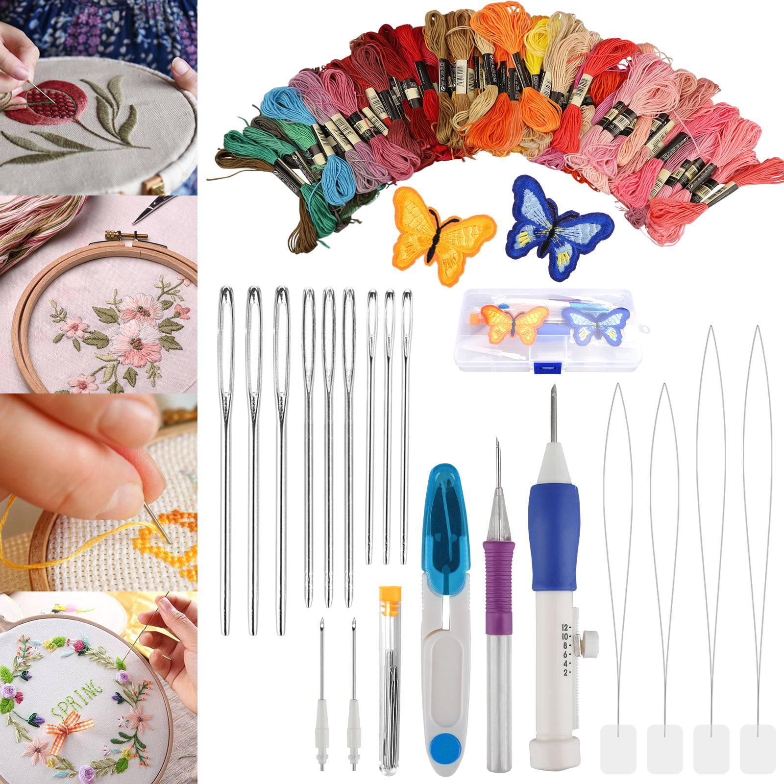 Embroidered Stitching Pen Punch Tool Embroidery Needle Threader DIY Sewing Set L
