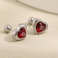 thumbnail image 3 of Cute Heart Shape Stud Earrings for Women Crystal Cubic Zirconia Cartilage Earrings Titanium Steel Hypoallergenic Heart Love Pierced Studs Jewelry, 3 of 8